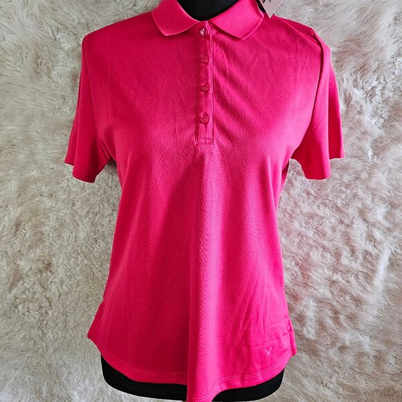 Callaway Women's Swing Tech Opti-Dry Hot Pink Short Sleeve Polo Shirt - Picture 1 of 10